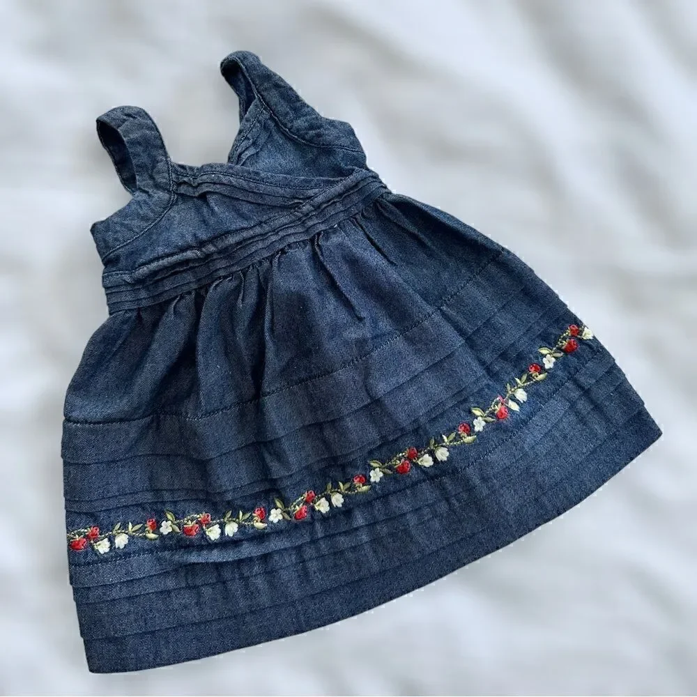 Janie and Jack Dress chambray Denim Sleeveless Size 3-6 Months